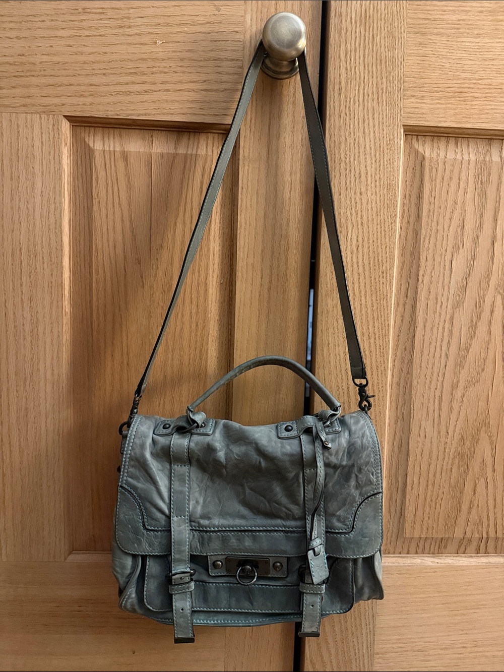 Frye Sage Green Leather Cameron Messenger Bag